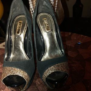Black with gold High heels
